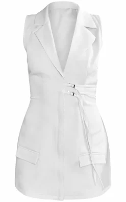 Tailored Woven Sleeveless Buckle Detail Blazer Dress-PrettyLittleThing Discount