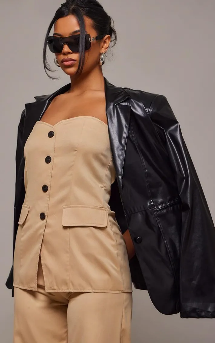 Stone Tailored Woven Vest Bandeau Jumpsuit