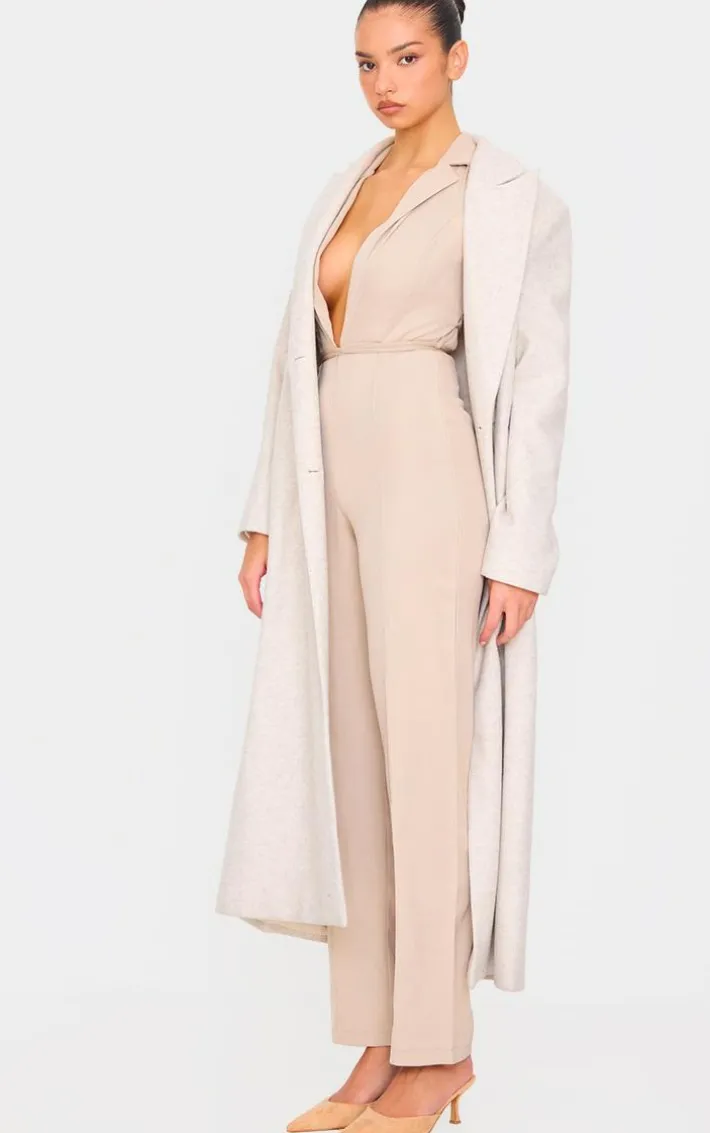 Stone Tailored Woven Vest Lace Up Detail Jumpsuit