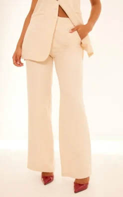 Online PrettyLittleThing Tailored Woven Wide Leg Pants Stone