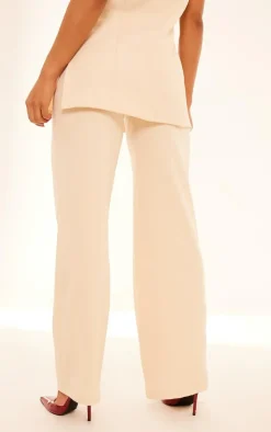 Online PrettyLittleThing Tailored Woven Wide Leg Pants Stone