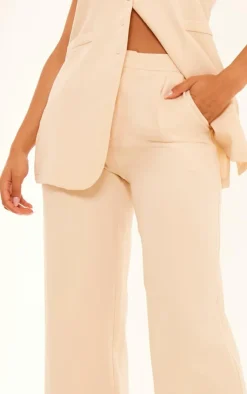 Online PrettyLittleThing Tailored Woven Wide Leg Pants Stone