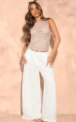 PrettyLittleThing Sleeveless Tops*Textured Boatneck Long Top