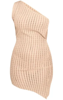 Textured One Shoulder Bodycon Mini Dress-PrettyLittleThing