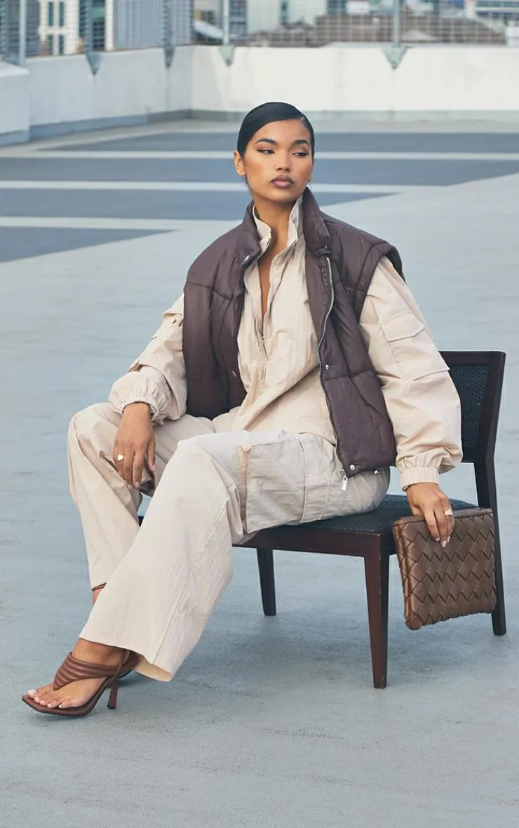 Best PrettyLittleThing Textured Zip Through Track Top Stone