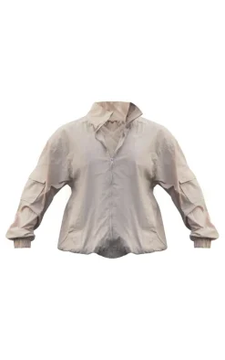 Best PrettyLittleThing Textured Zip Through Track Top Stone