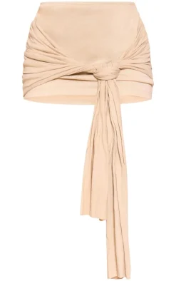 Tie Front Knot Drape Mini Skirt-PrettyLittleThing Online