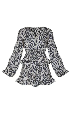 Stone Tiger Print Button Detail Romper