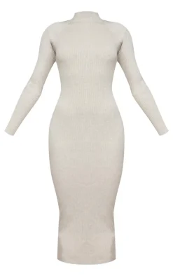 Turtle Neck Knitted Bodycon Maxi Dress-PrettyLittleThing Online
