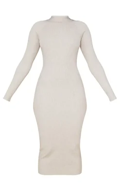 Turtle Neck Knitted Bodycon Maxi Dress-PrettyLittleThing Online