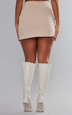 Clearance PrettyLittleThing Twill Split Hem Cargo Mini Skirt Stone