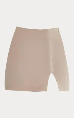 Clearance PrettyLittleThing Twill Split Hem Cargo Mini Skirt Stone