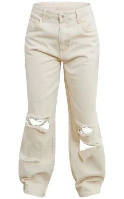 Stone Washed Baggy Low Rise Ripped Boyfriend Jeans