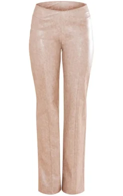 Outlet PrettyLittleThing Stone Washed Faux Leather Zip Pocket Pintuck Straight Leg Pants Washed Stone