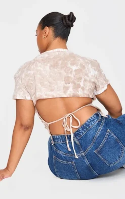 Washed Rib Open Back T Shirt-PrettyLittleThing Outlet