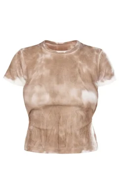 Washed Rib Open Back T Shirt-PrettyLittleThing Outlet