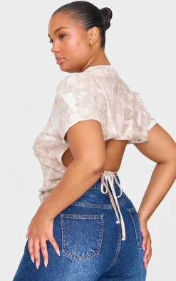 Washed Rib Open Back T Shirt-PrettyLittleThing Outlet