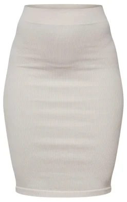 Hot PrettyLittleThing Washed Snatched Rib Low Rise Midi Skirt Stone