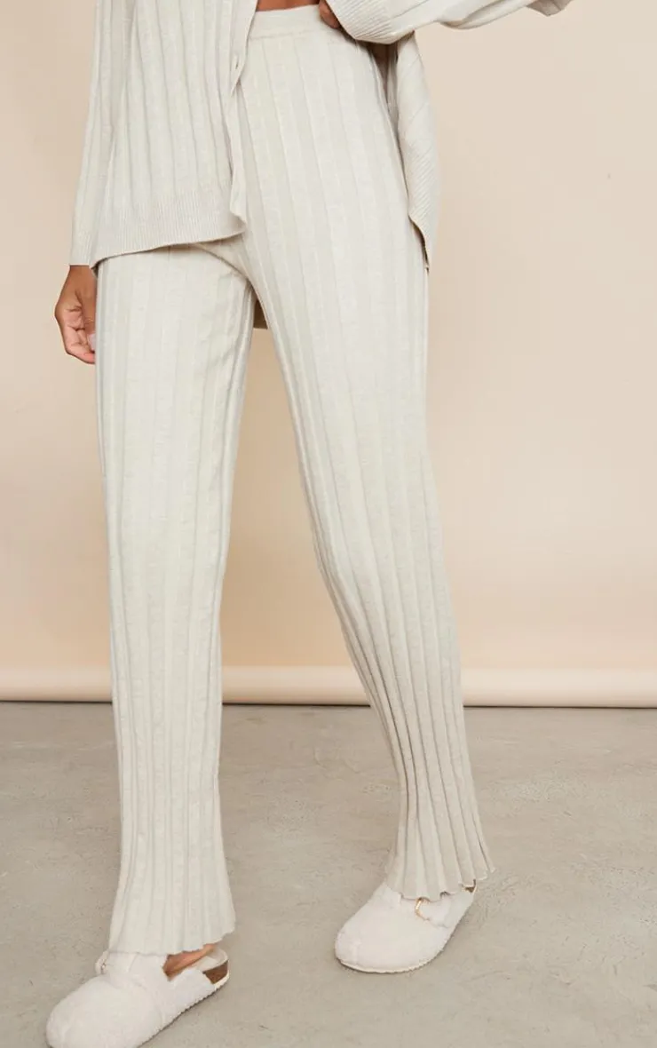 PrettyLittleThing Knitted Two Piece Sets*Wide Rib Knitted Pants