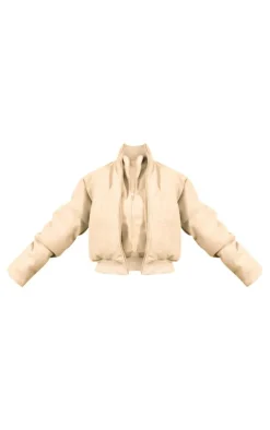 PrettyLittleThing Wool Coats*Wool Look Zip Up Layer Puffer Coat