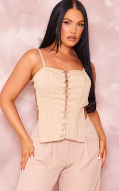 PrettyLittleThing Corsets*Woven Backless Lace Up Boned Corset