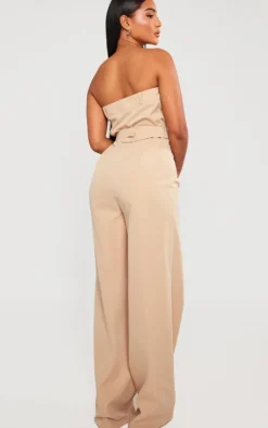 Woven Belted Bandeau Wide Leg Jumpsuit-PrettyLittleThing Clearance