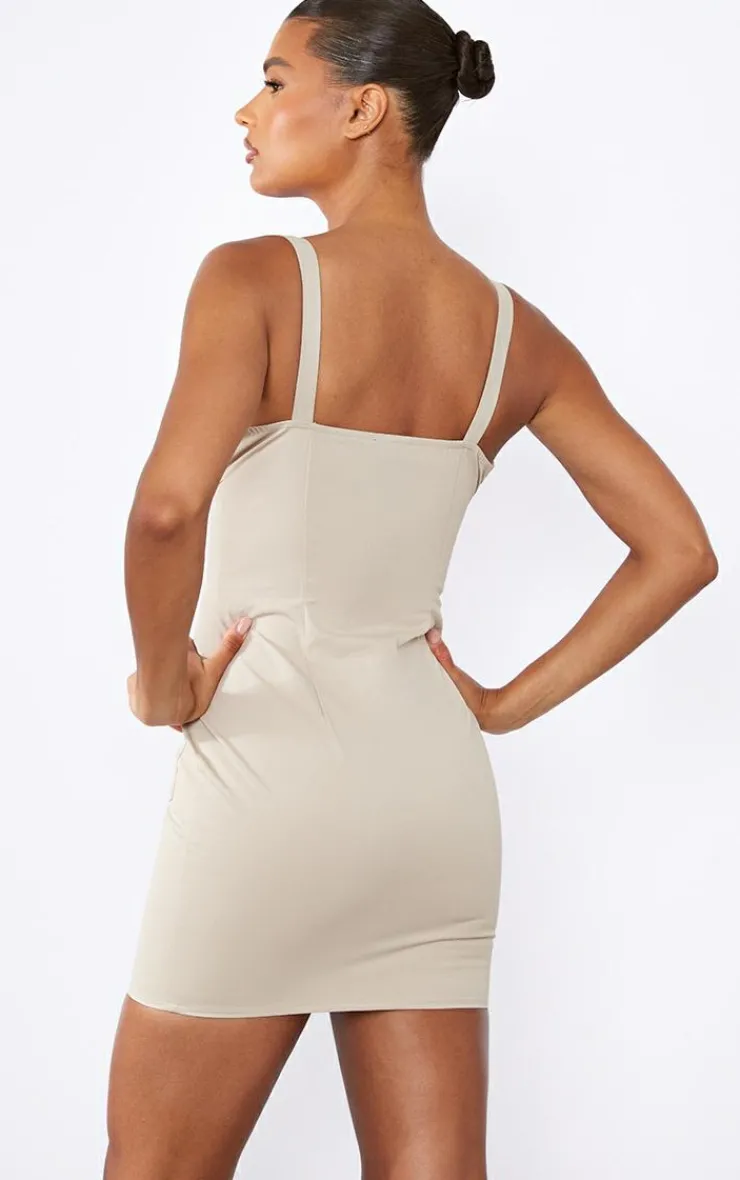 Woven Buckle Trim Cargo Style Bodycon Dress-PrettyLittleThing Online