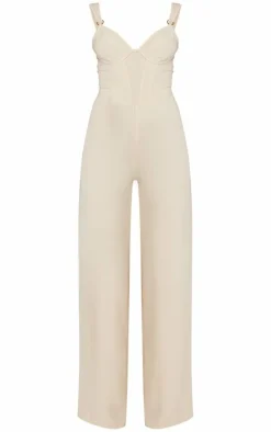 Woven Corset Ring Detail Strappy Jumpsuit-PrettyLittleThing New