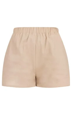 Discount PrettyLittleThing Woven Elastic Waist Floaty Shorts Stone