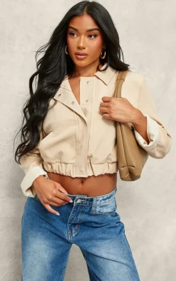 PrettyLittleThing Bomber Jackets*Woven Elasticated Hem Bomber Jacket