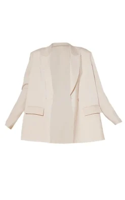 Online PrettyLittleThing Woven Extreme Oversized Shoulder Pad Pocket Blazer Stone