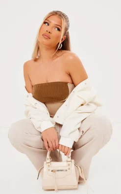 PrettyLittleThing Tube Tops*Woven Pinstripe Bust Crop Top