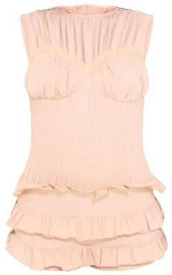 Woven Ruched Frill Short Bloomer Romper-PrettyLittleThing Hot