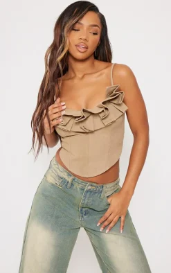 PrettyLittleThing Corsets*Woven Ruffle Bust Corset