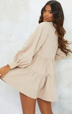 PrettyLittleThing Thanksgiving Outfits*Woven Ruffled Tiered Smock Dress