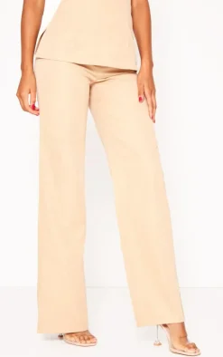 Clearance PrettyLittleThing Woven Tailored Split Hem Skinny Pants Stone