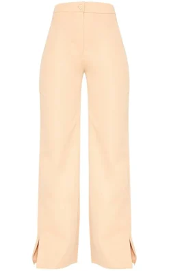 Clearance PrettyLittleThing Woven Tailored Split Hem Skinny Pants Stone