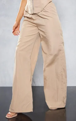 Outlet PrettyLittleThing Woven Wide Leg Cargo Pants Stone