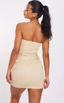 Wrap Belt Detail Bandeau Bodycon Dress-PrettyLittleThing