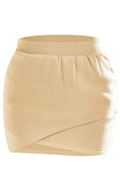 Discount PrettyLittleThing Wrap Sweat Mini Skirt Stone