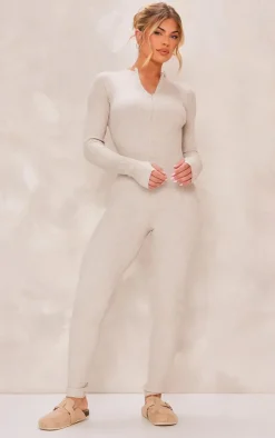 PrettyLittleThing Knitted Loungewear*Zip Detail Knitted Jumpsuit