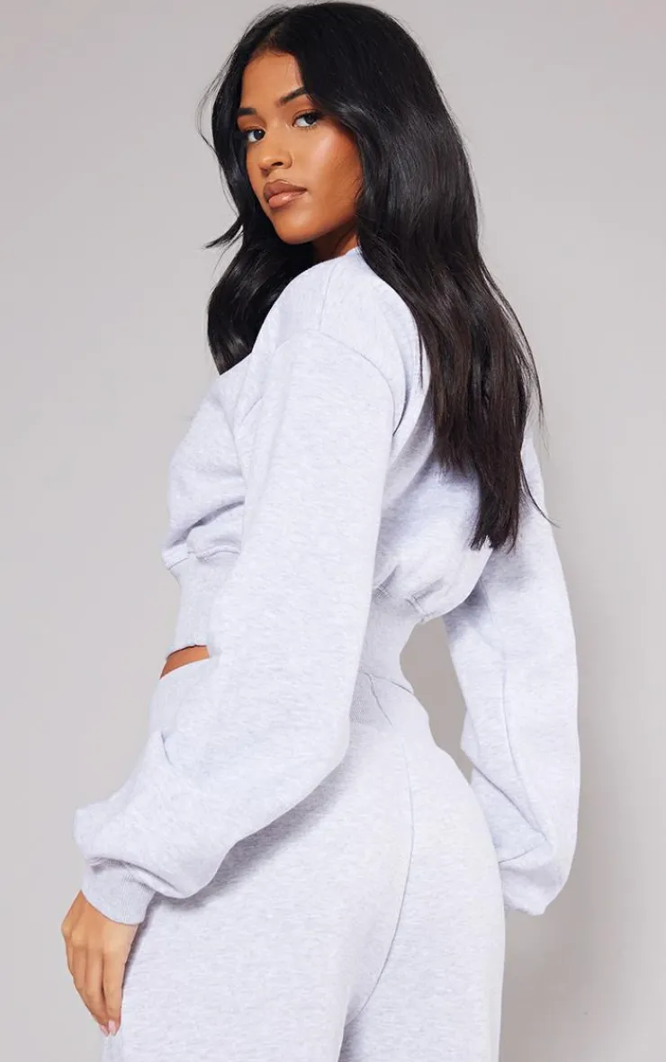 PrettyLittleThing Tall Cropped Oversized Sweatshirt Ash Grey