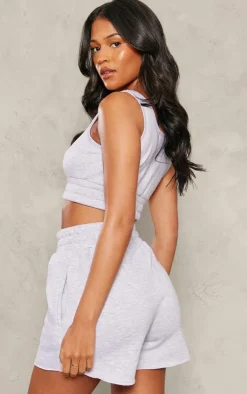 Sale PrettyLittleThing Tall Cuffed Waist Detail Vest Top Ash Grey