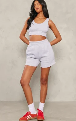 Sale PrettyLittleThing Tall Cuffed Waist Detail Vest Top Ash Grey