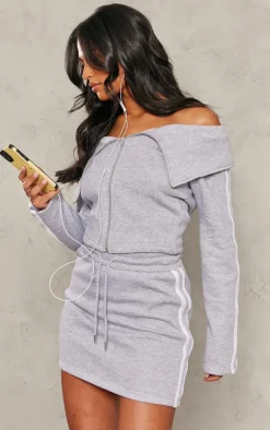 Outlet PrettyLittleThing Tall Fold Over Detail Sweatshirt Ash Grey