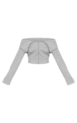Outlet PrettyLittleThing Tall Fold Over Detail Sweatshirt Ash Grey