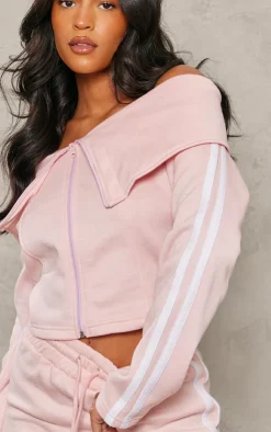 New PrettyLittleThing Tall Fold Over Detail Sweatshirt Baby Pink