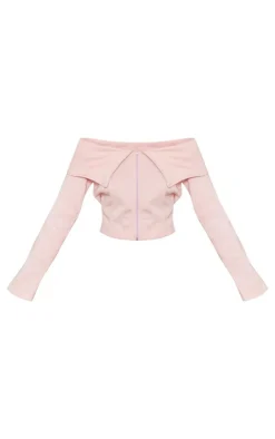 New PrettyLittleThing Tall Fold Over Detail Sweatshirt Baby Pink