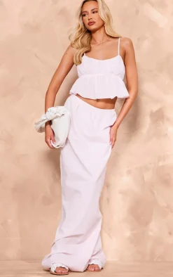 PrettyLittleThing Tall Linen Look Maxi Skirt Baby Pink