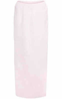 PrettyLittleThing Tall Linen Look Maxi Skirt Baby Pink